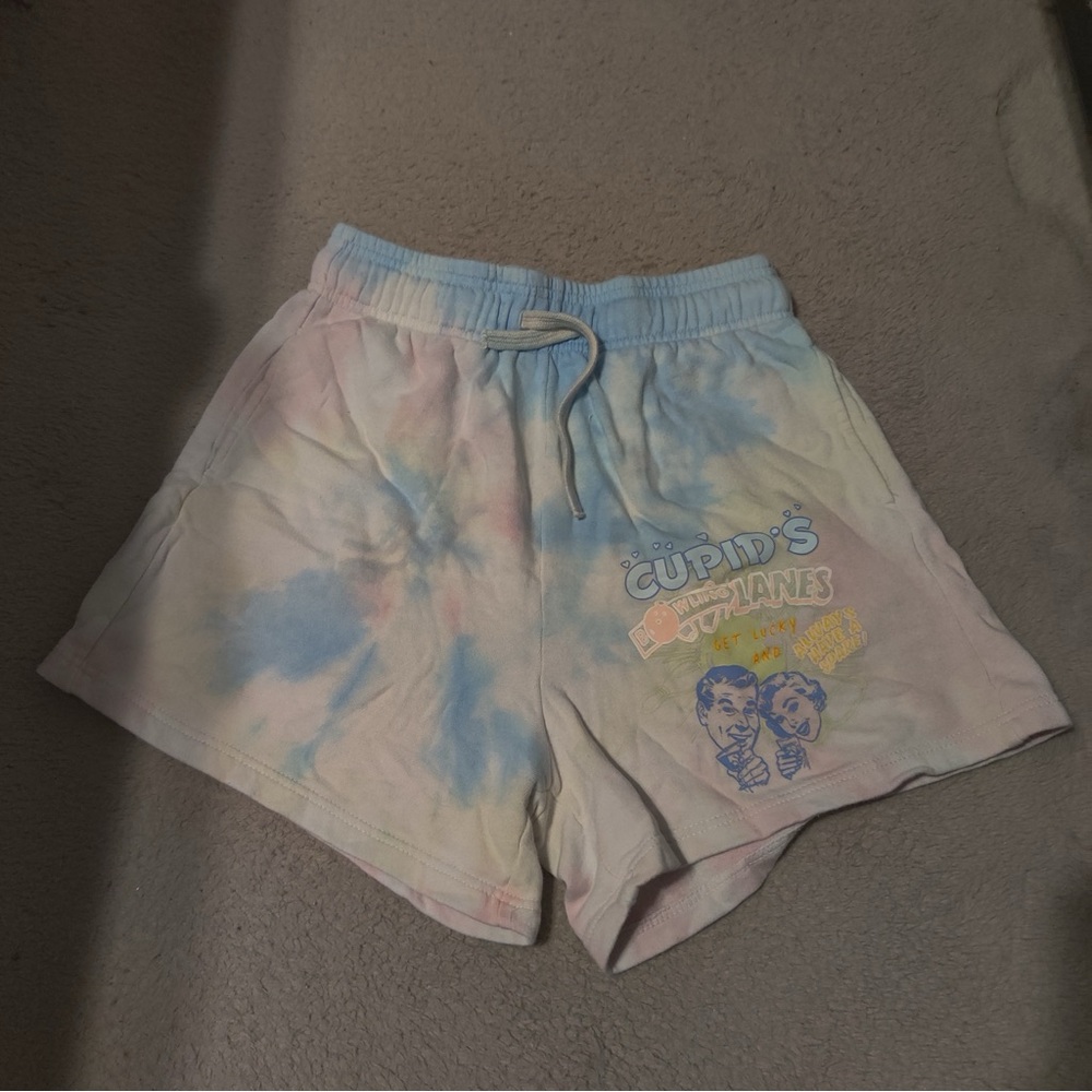 Boys Lie Pastel Tie-Dye Sweat Shorts Get Lucky Cupid’s Bowling Lanes Fleece - Picture 3 of 6
